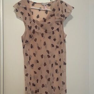 CAbi Sheer Blouse with Brown Floral Pattern